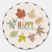 Kleurrijke herfst / Herfstbladeren Prettig Thanksg Ronde Sticker (Voorkant)