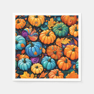 Kleurrijke herfst pompoen tuin tas servet