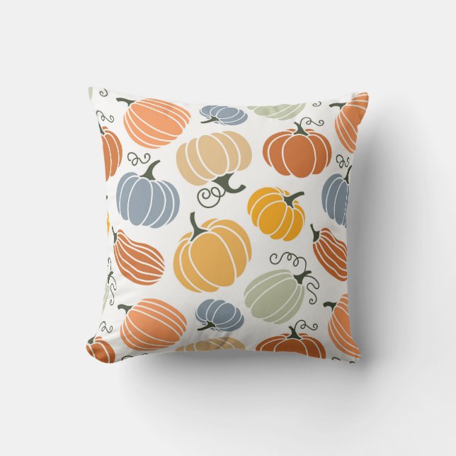 Kleurrijke herfst pompoenen patroon kussen (Voorkant)
