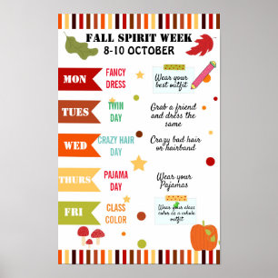kleurrijke herfst Spirit week schoolvlieger poster