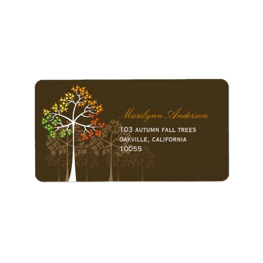 Kleurrijke Herfst Trees herfst bruine Adresetikett Etiket (Voorkant)