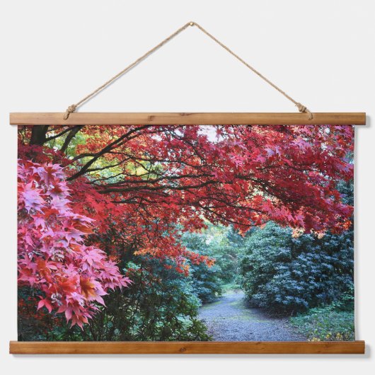 Kleurrijke herfst tuin wandeling landschap hangend wandkleed (Voorkant)
