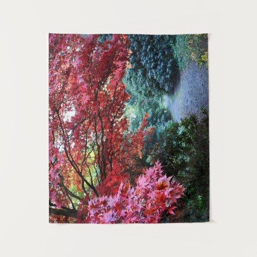 Kleurrijke herfst tuin wandeling landschap wandkleed (Voorkant)