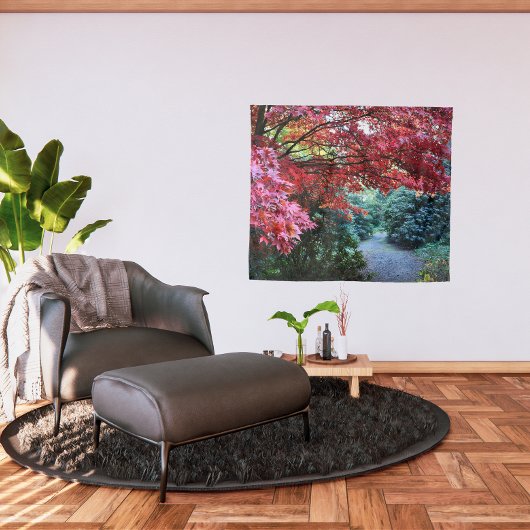 Kleurrijke herfst tuin wandeling landschap wandkleed