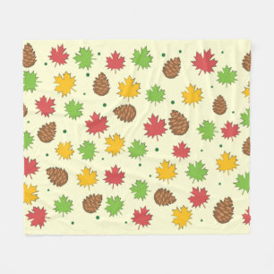 Kleurrijke herfstbladeren & dennenappels patroon fleece deken