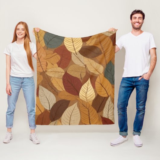 Kleurrijke herfstbladeren fleece deken (In situ)