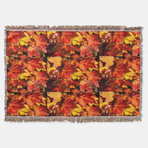 Kleurrijke herfstbladeren, goud rood oranje esdoor deken