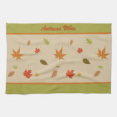 Kleurrijke herfstbladeren met aangepaste tekst theedoek (Horizontaal)