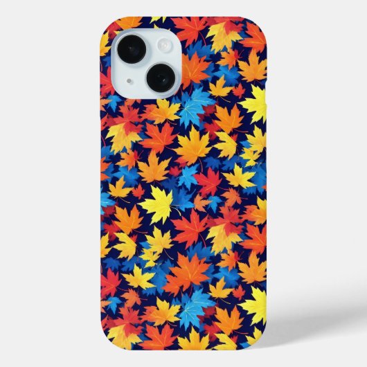 Kleurrijke herfstbladeren op donkerblauwe achtergr Case-Mate iPhone case (Achterkant)