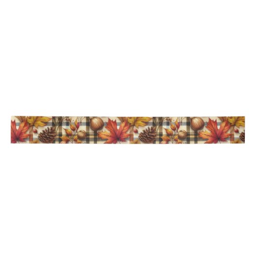 Kleurrijke herfstbladeren op Plaid Lint (Voorkant)