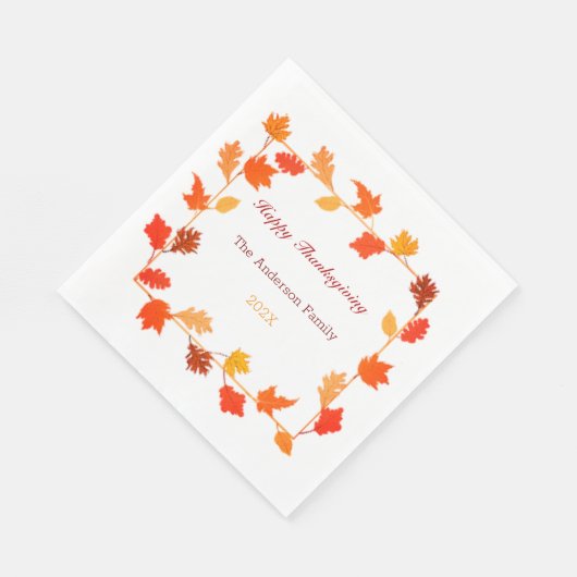 Kleurrijke herfstbladeren Thanksgiving Dinner Part Servet (Hoek)