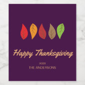 Kleurrijke herfstbladeren, Thanksgiving gepersonal Wijn Etiket (Enkel label)