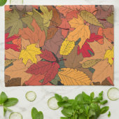 Kleurrijke herfstbladeren theedoek (Gevouwen)