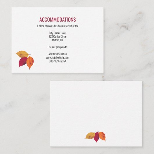 Kleurrijke Herfstbladeren Trouw Gast Details Informatiekaartje (Voorkant / Achterkant)