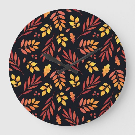 Kleurrijke herfstbladeren Waterverf Grote Klok (Voorkant)