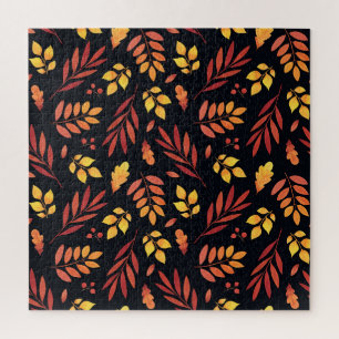 Kleurrijke herfstbladeren Waterverf Legpuzzel