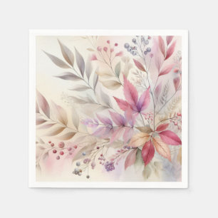 Kleurrijke herfstbladeren waterverf pastelkleur servet