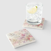 Kleurrijke herfstbladeren waterverf pastelkleur stenen onderzetter (Zijkant)