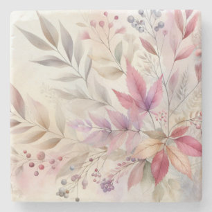 Kleurrijke herfstbladeren waterverf pastelkleur stenen onderzetter