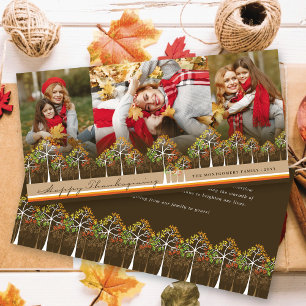 Kleurrijke herfstbomen Prettig Thanksgivingfeest 3 Feestdagenkaart