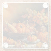 Kleurrijke herfstpompoenen glazen onderzetter (Achterkant)