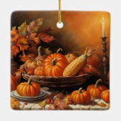 Kleurrijke herfstpompoenen keramisch ornament (Achterkant)