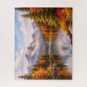 Kleurrijke herfstpuzzel met weerspiegeling in berg legpuzzel (Verticaal)