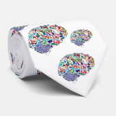 Kleurrijke hersenen stropdas (Opgerold)