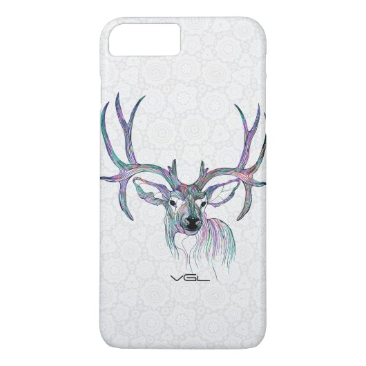 Kleurrijke hertenillustratie met grote hoorns Case-Mate iPhone case (Achterkant)