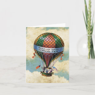 Kleurrijke Hete Luchtballon Dank u Bedankkaart