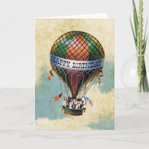kleurrijke heteluchtballon Happy Birthday Kaart