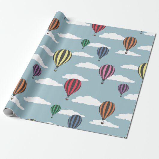 Kleurrijke heteluchtballonnen cadeaupapier (Uitgerold)