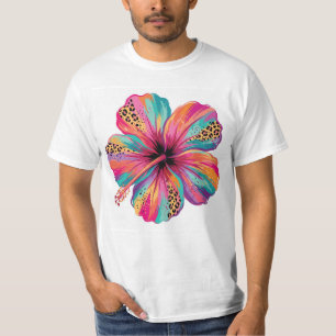 Kleurrijke Hibiscus Bloem Tropische PNG T-shirt