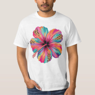 Kleurrijke Hibiscus Bloem Tropische PNG T-shirt