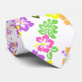 Kleurrijke Hibiscus Bloemen in Wit Stropdas (Opgerold)