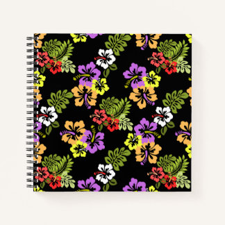 Kleurrijke Hibiscus Bloemen in Zwart Notitieboek