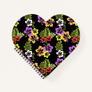 Kleurrijke Hibiscus Bloemen in Zwart Notitieboek