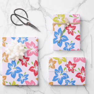 Kleurrijke Hibiscus, Bloempatroon Inpakpapier Vel