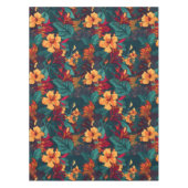 Kleurrijke Hibiscus, geel Sinaasappel Groene Bloem Tafelkleed (Voorkant)