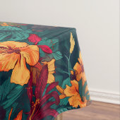 Kleurrijke Hibiscus, geel Sinaasappel Groene Bloem Tafelkleed (Voorbeeld)