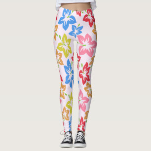 Kleurrijke hibiscus, patroon van bloemen leggings