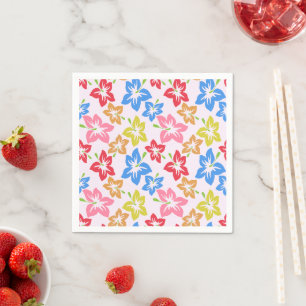 Kleurrijke hibiscus, patroon van bloemen servet