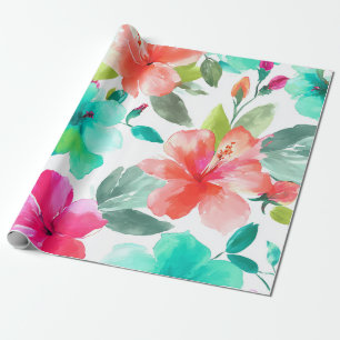 Kleurrijke Hibiscus Tropische Hawaiaanse Strand Bl Cadeaupapier