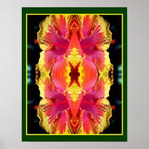 Kleurrijke Hibiscusbloem Close-up Abstract Poster