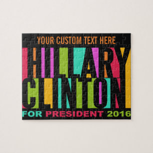 Kleurrijke Hillary Clinton 2016 aangepaste puzzel