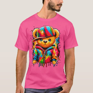 Kleurrijke hiphop Teddy Bear Rap muziek T-shirt