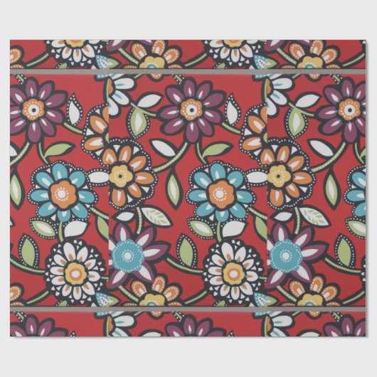 Kleurrijke hippie bloemen papier (Vlak)