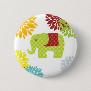  kleurrijke Hippie Elephant Flower Power Ronde Button 5,7 Cm