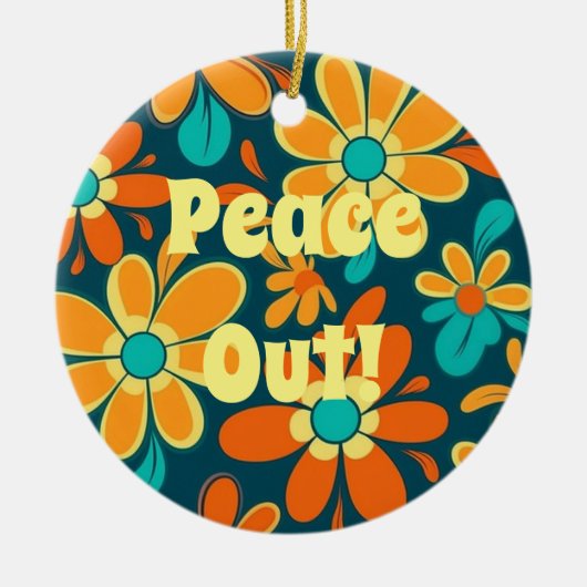 Kleurrijke hippie stijl rust uit groovy ronde keramisch ornament (Voorkant)