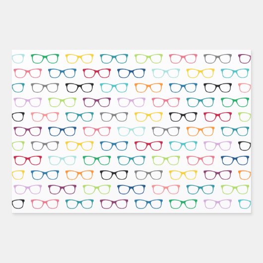 Kleurrijke Hipster glazen patroon Nerd Inpakpapier Vel (Voorkant 2)